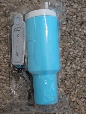Aqua Blue Travel Tumbler Phone Accessory Keychain by